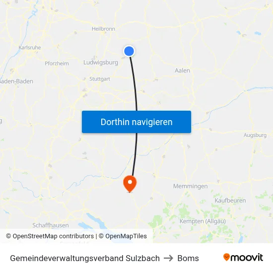 Gemeindeverwaltungsverband Sulzbach to Boms map