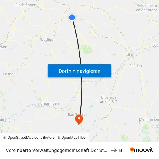Vereinbarte Verwaltungsgemeinschaft Der Stadt Kirchheim Unter Teck to Boms map