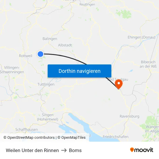 Weilen Unter den Rinnen to Boms map
