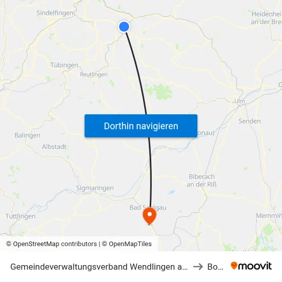 Gemeindeverwaltungsverband Wendlingen am Neckar to Boms map