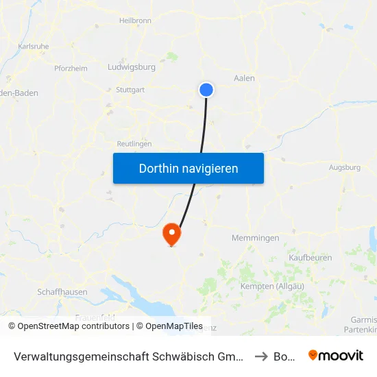 Verwaltungsgemeinschaft Schwäbisch Gmünd to Boms map