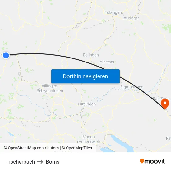 Fischerbach to Boms map