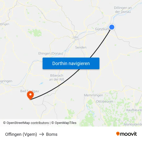 Offingen (Vgem) to Boms map