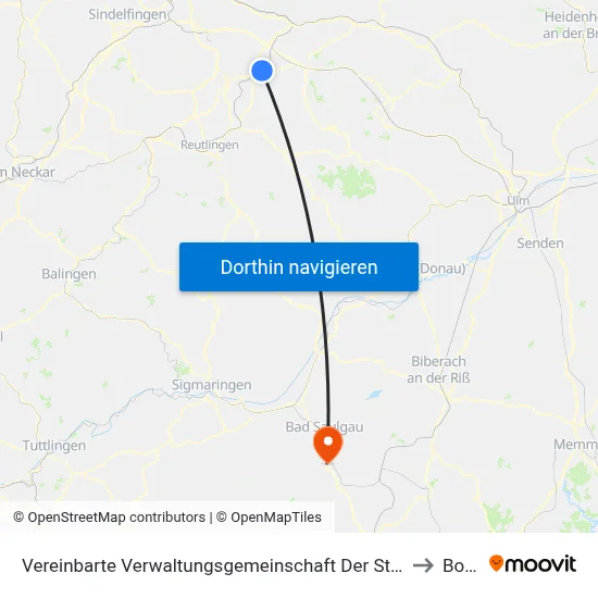 Vereinbarte Verwaltungsgemeinschaft Der Stadt Nürtingen to Boms map