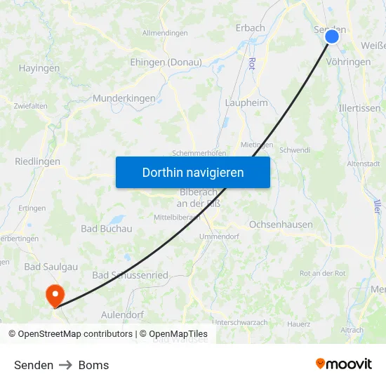 Senden to Boms map