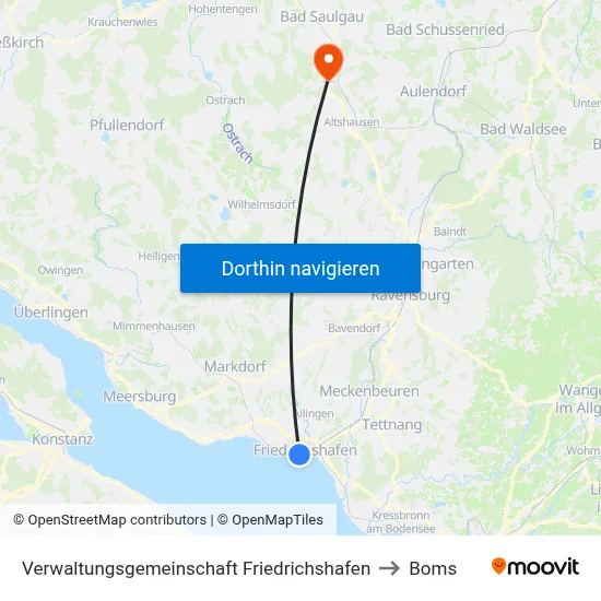 Verwaltungsgemeinschaft Friedrichshafen to Boms map