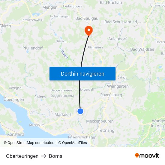 Oberteuringen to Boms map
