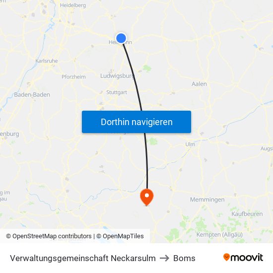 Verwaltungsgemeinschaft Neckarsulm to Boms map