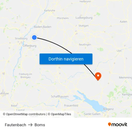 Fautenbach to Boms map