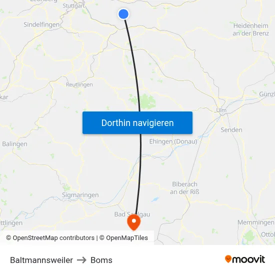 Baltmannsweiler to Boms map
