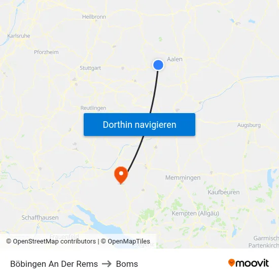 Böbingen An Der Rems to Boms map