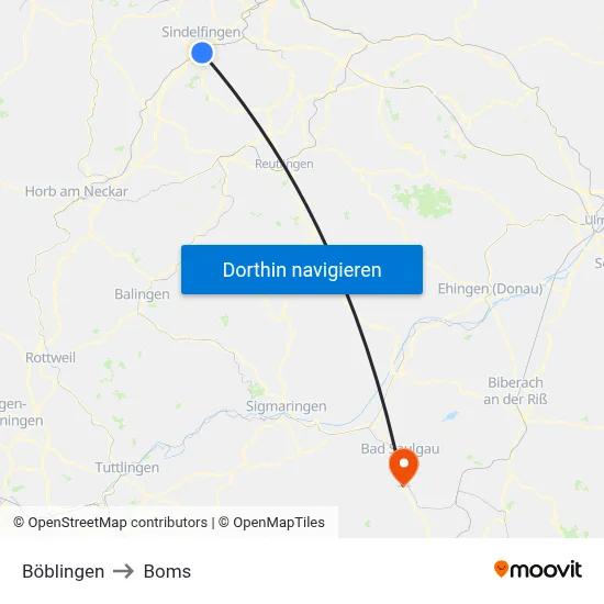 Böblingen to Boms map
