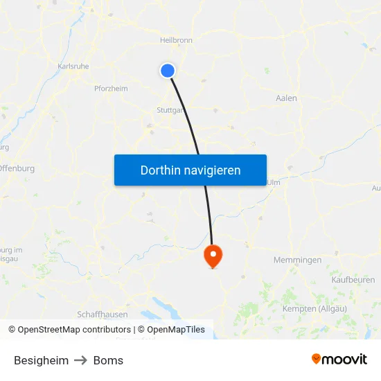 Besigheim to Boms map