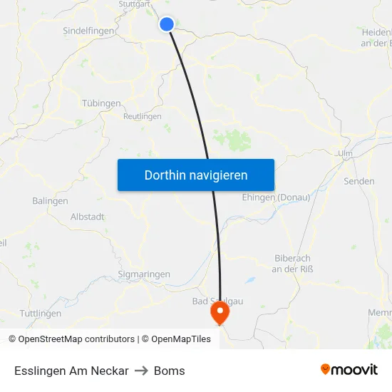 Esslingen Am Neckar to Boms map