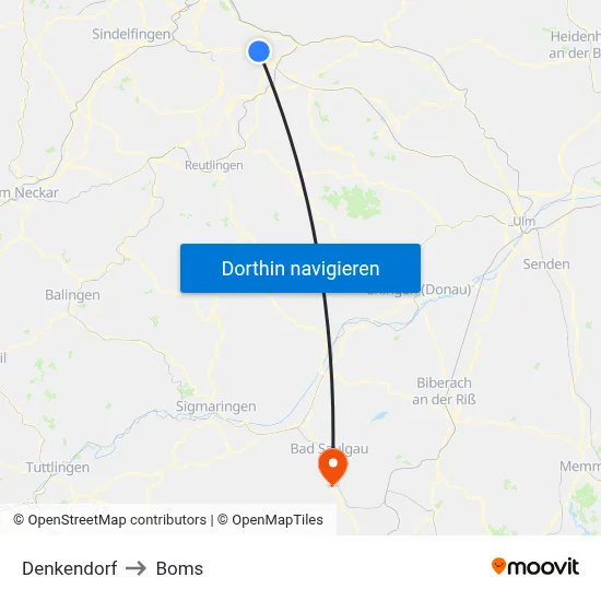 Denkendorf to Boms map