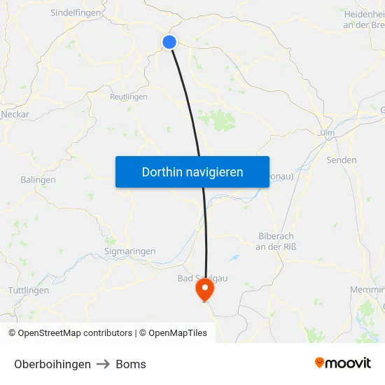 Oberboihingen to Boms map