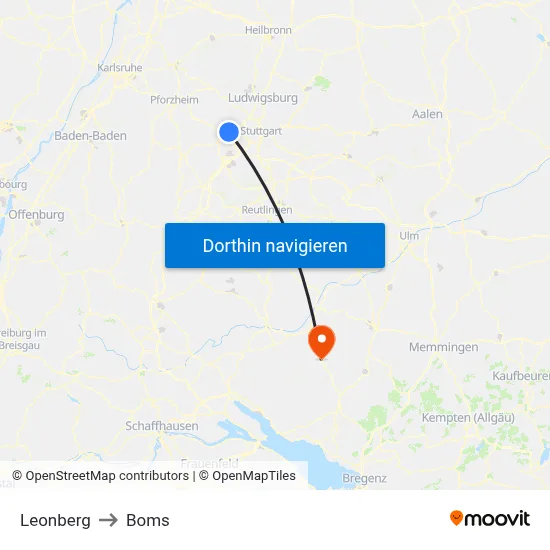 Leonberg to Boms map