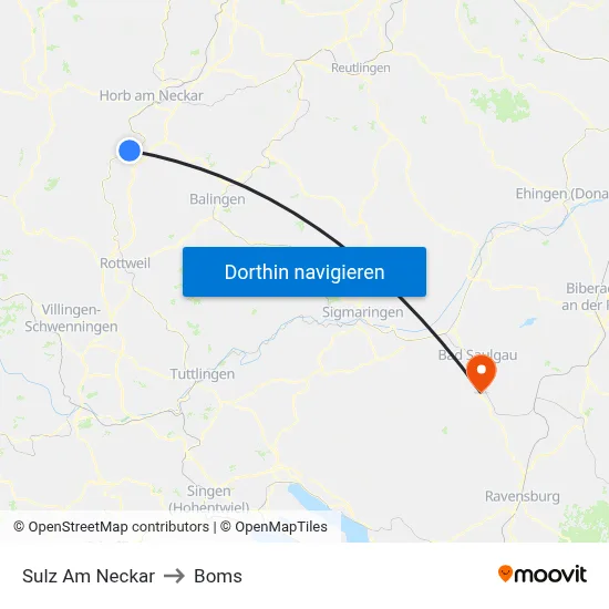 Sulz Am Neckar to Boms map