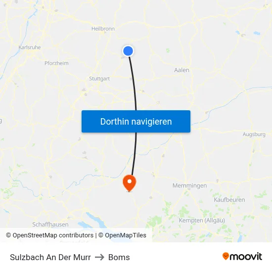 Sulzbach An Der Murr to Boms map