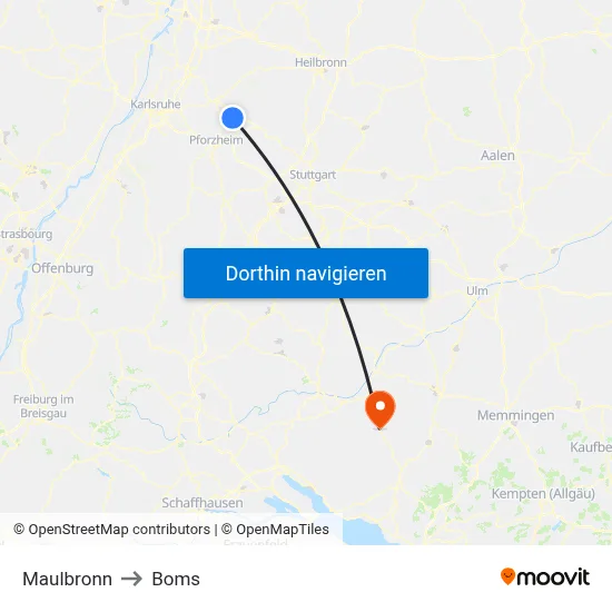 Maulbronn to Boms map