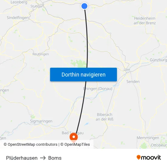Plüderhausen to Boms map