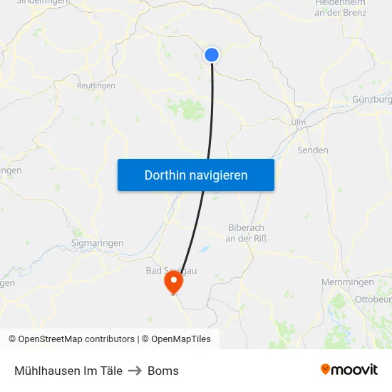 Mühlhausen Im Täle to Boms map