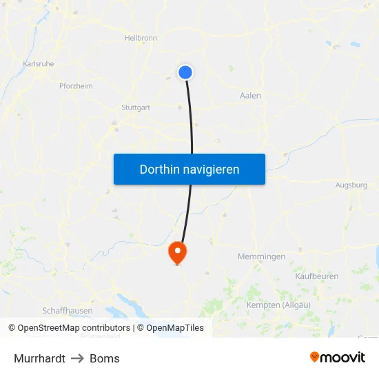 Murrhardt to Boms map
