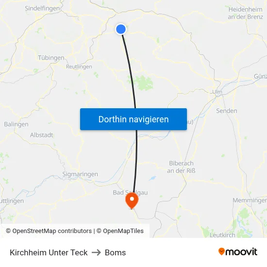 Kirchheim Unter Teck to Boms map
