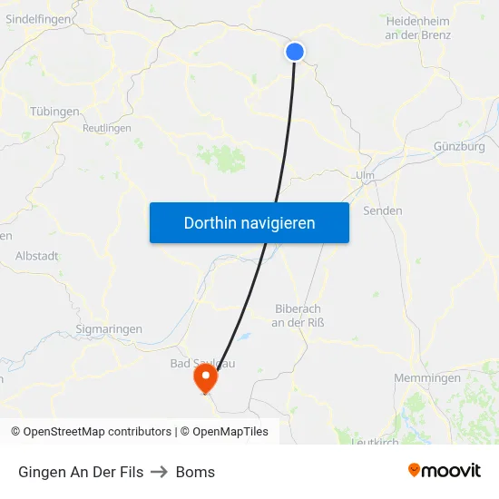 Gingen An Der Fils to Boms map