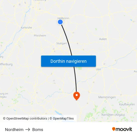 Nordheim to Boms map
