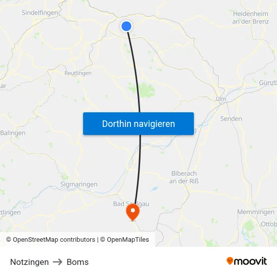 Notzingen to Boms map
