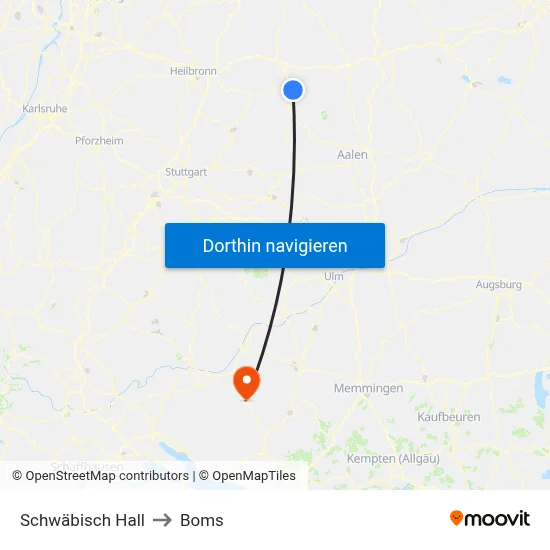 Schwäbisch Hall to Boms map