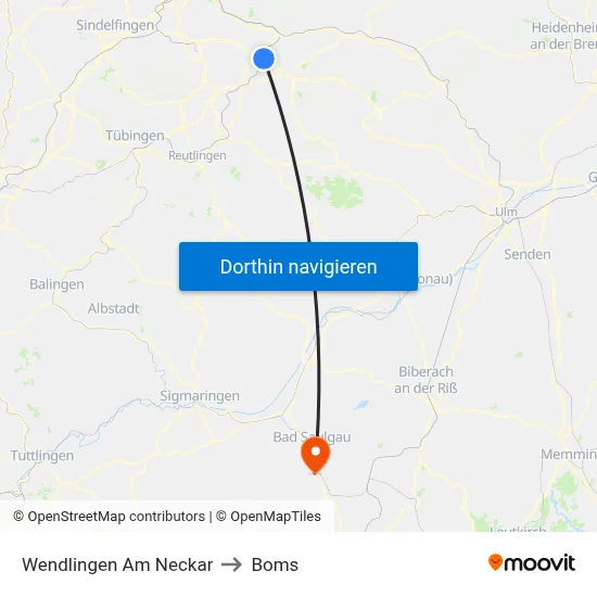 Wendlingen Am Neckar to Boms map