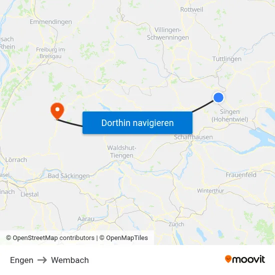 Engen to Wembach map