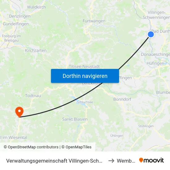 Verwaltungsgemeinschaft Villingen-Schwenningen to Wembach map