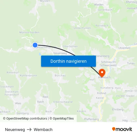 Neuenweg to Wembach map