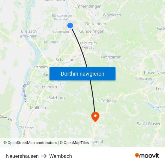 Neuershausen to Wembach map