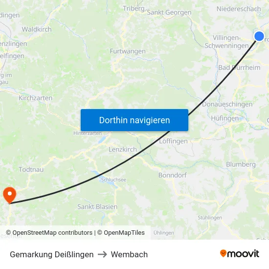 Gemarkung Deißlingen to Wembach map