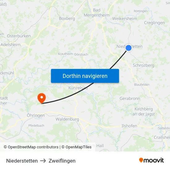 Niederstetten to Zweiflingen map