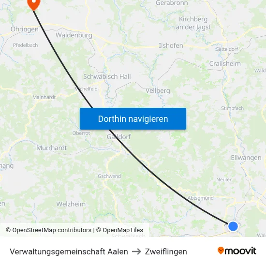 Verwaltungsgemeinschaft Aalen to Zweiflingen map
