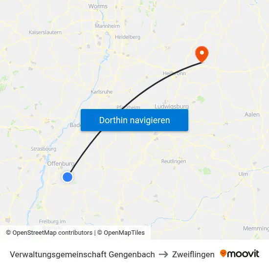 Verwaltungsgemeinschaft Gengenbach to Zweiflingen map