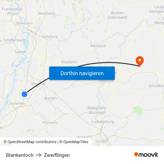 Blankenloch to Zweiflingen map