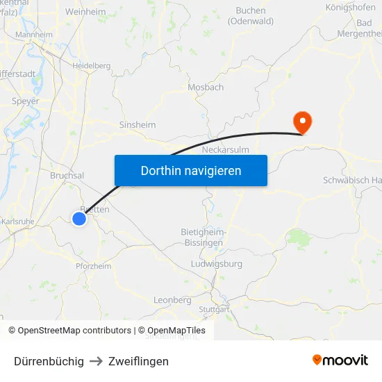 Dürrenbüchig to Zweiflingen map