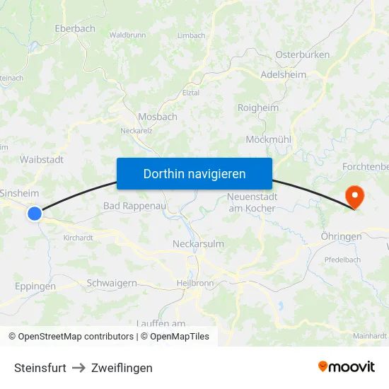 Steinsfurt to Zweiflingen map