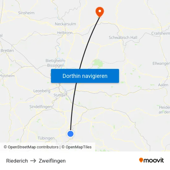 Riederich to Zweiflingen map