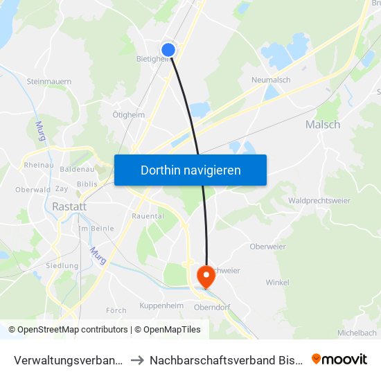 Verwaltungsverband Durmersheim to Nachbarschaftsverband Bischweier-Kuppenheim map