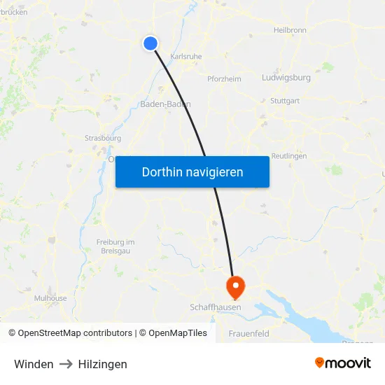 Winden to Hilzingen map