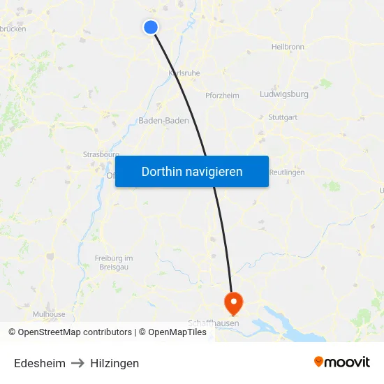 Edesheim to Hilzingen map