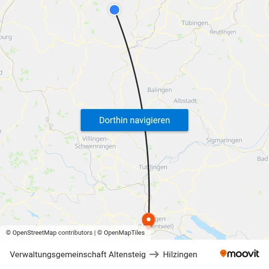 Verwaltungsgemeinschaft Altensteig to Hilzingen map