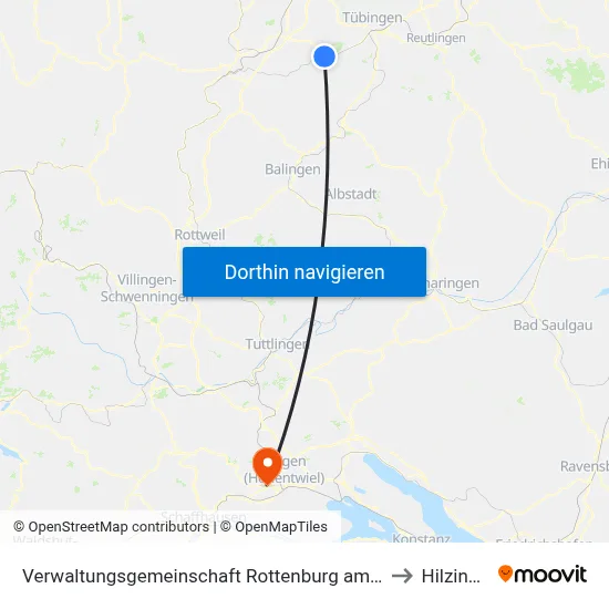 Verwaltungsgemeinschaft Rottenburg am Neckar to Hilzingen map